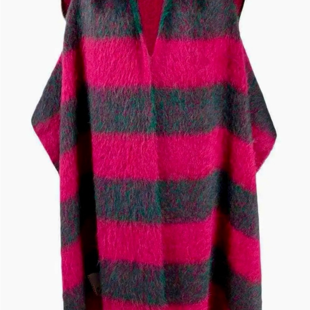 Marni Pink and Gray Striped Poncho/Long Scarf